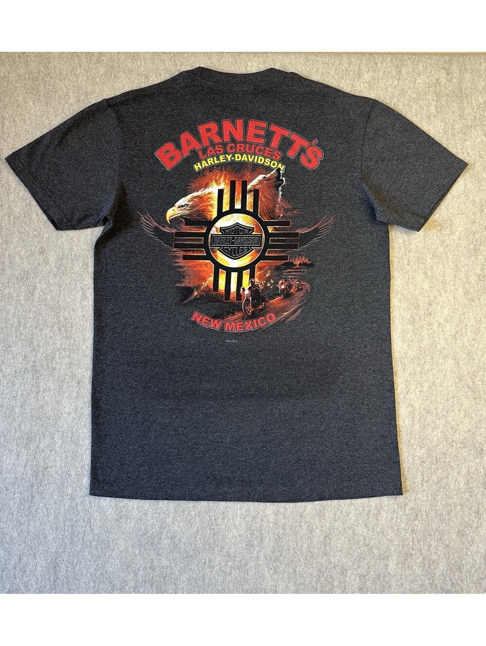 Harley-Davidson Gray Shirt Mens Med Eagle Fire Wolf Biker Zia Las Cruces NM 2013